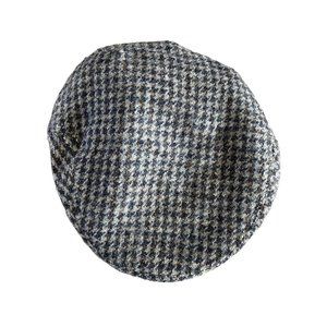 Vtg 70s 80s Harris Tweed 100% Pure Wool Houndstooth Newsboy Cap Hat Hand Woven